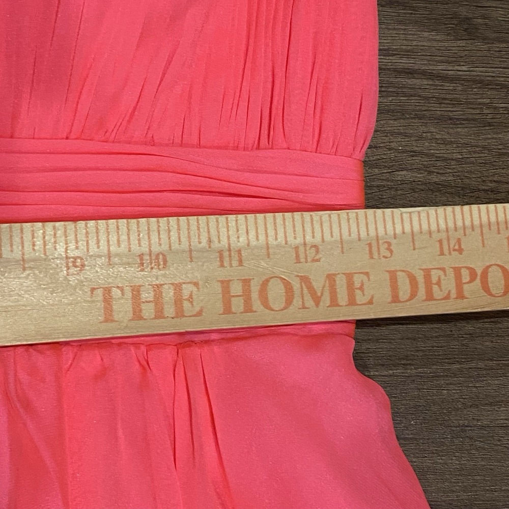 Mac Duggal Hot Pink High Neck Tiered Chiffon Halter Side Slit Gown Size 2 $258 - Picture 14 of 16